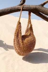 Medium crochet bag in amber beaded fabric