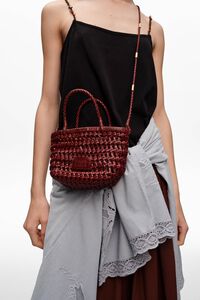 Dark cherry leather plaited mini bag