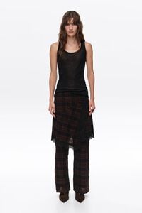 Dark brown checked skort with lace details