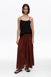 Brown A-line maxi slit skirt