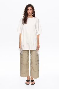 White lace ruffle T-shirt