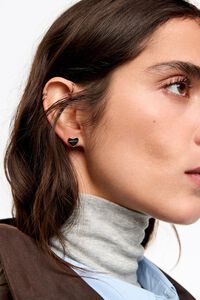 Pendientes coraz&oacute;n dorado y negro