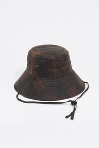 Brown tartan coated fabric hat
