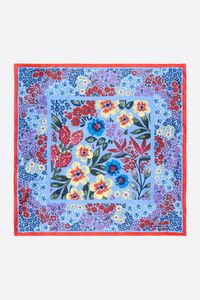 Blue pastel floral sketch print scarf