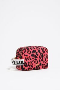 Saszetka podw&oacute;jna mała nylon print Leopard neonowy r&oacute;ż