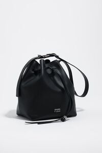 Dark anthracite large leather bucket bag