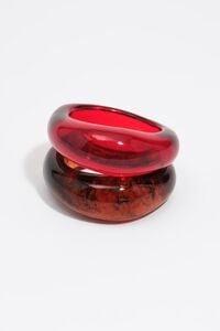 Set 2 Armb&auml;nder Harz Bernstein-Optik Braun und Granatrot