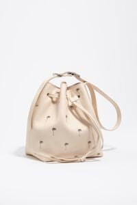Large Palms print sand leather Carlino bucket bag