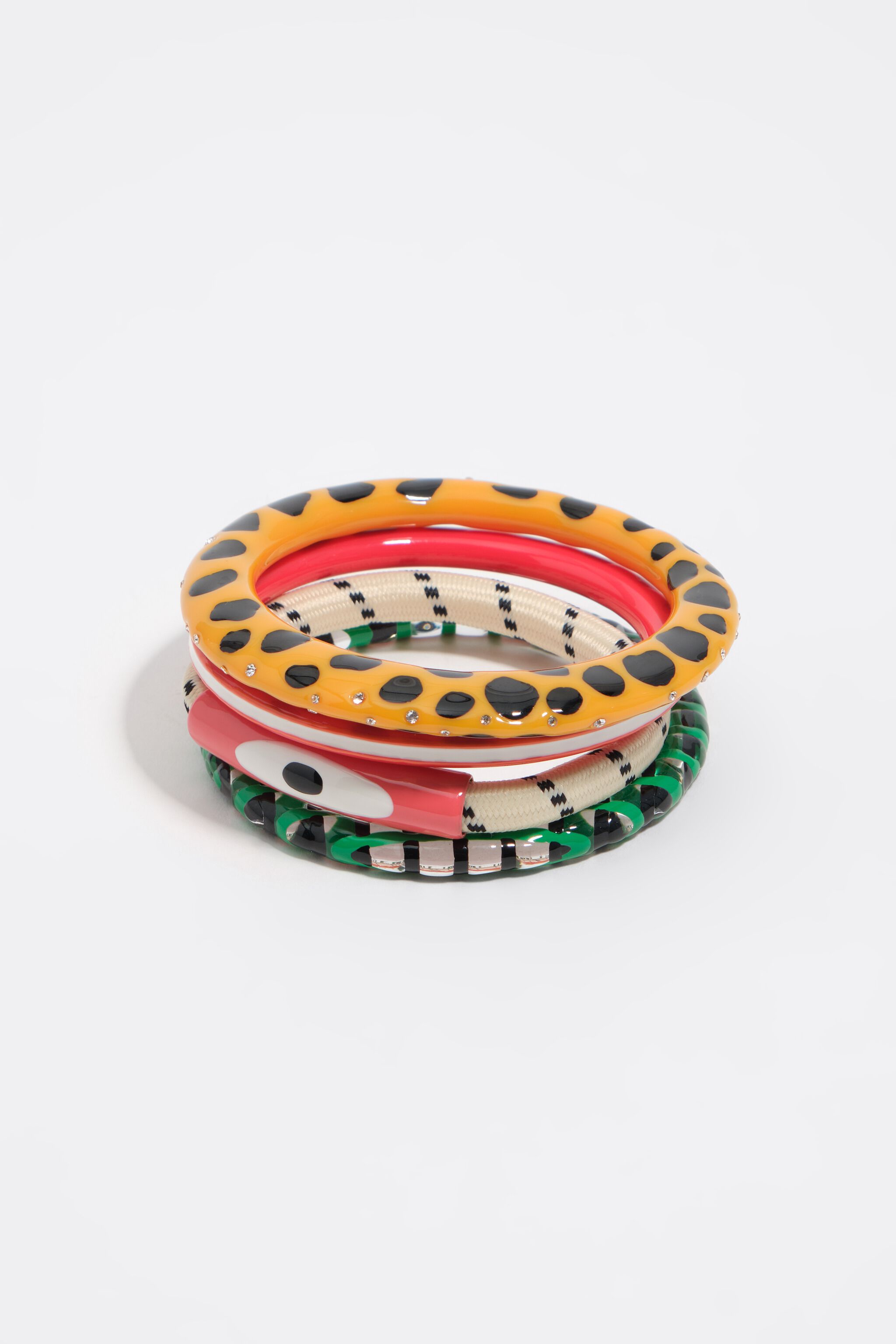 Multicolor resin texture bangle set