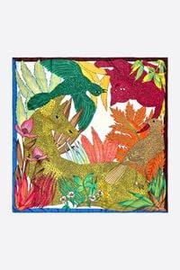 Pa&ntilde;uelo animales y plantas tropicales amarillo