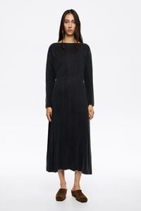 Washed black cupro A-line dress