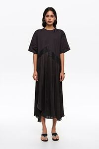 Black two-material asymmetric dress
