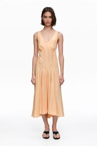 Orange silk cross-back dress