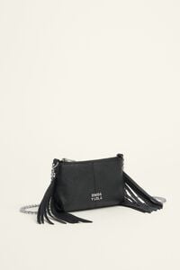 Monedero piel flecos negro