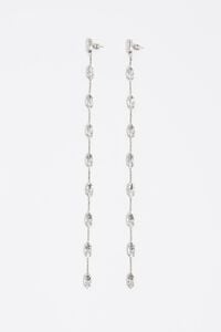 Crystals and aged silver-tone chain earrings