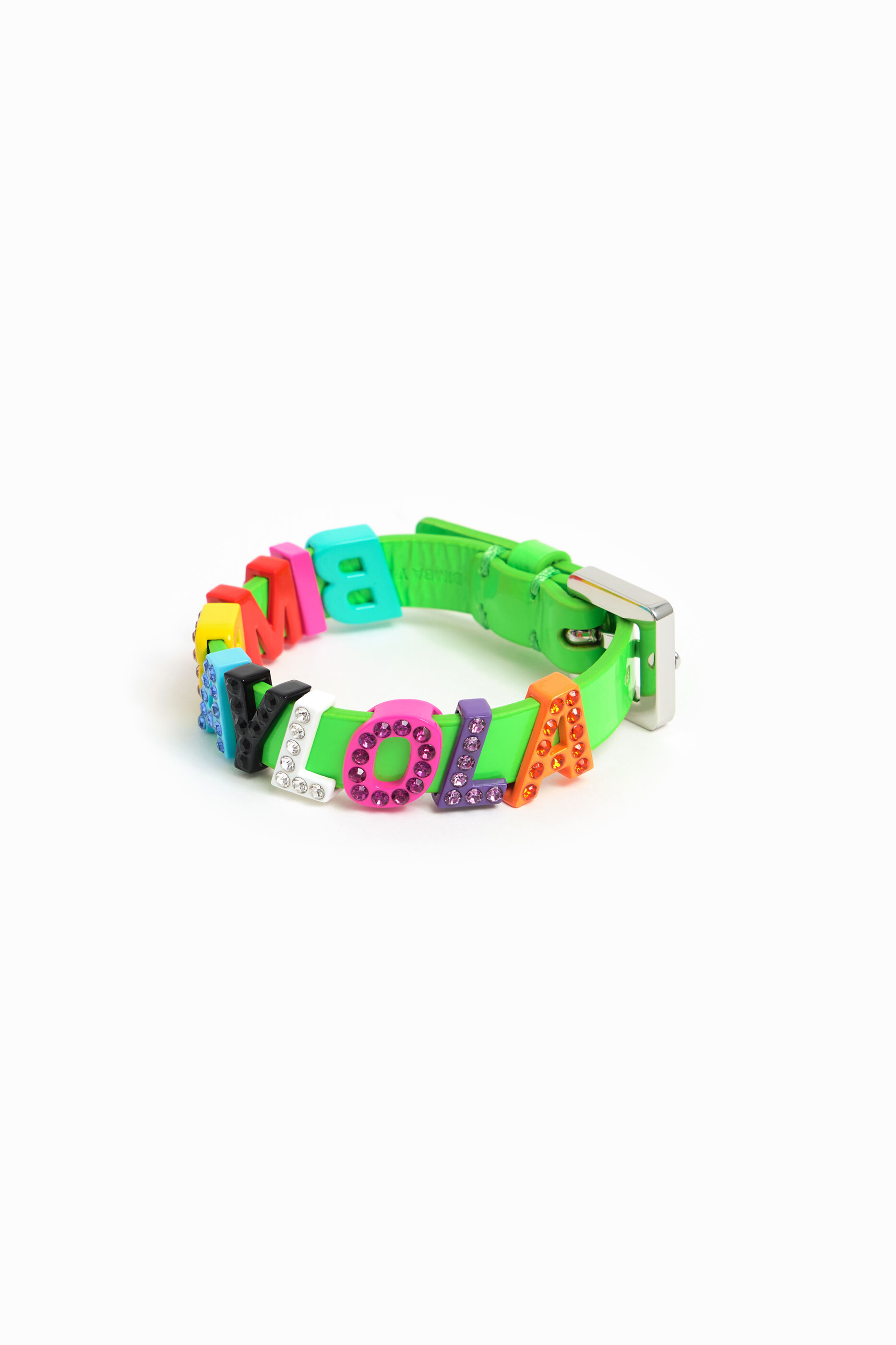 Green patent leather letters bracelet