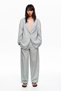 Light blue striped darted trousers