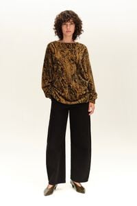 Sweter długi włos reptile khaki
