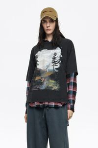 Black landscape logo T-shirt