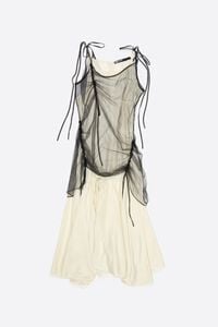 Camisole dress with black mesh overlay