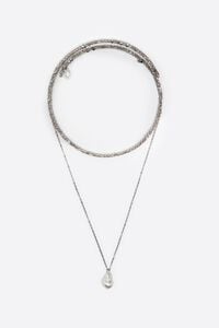 Silver crystals and pearl chain choker