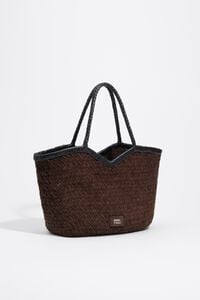 Bolso shopper grande serraje trenzado chocolate