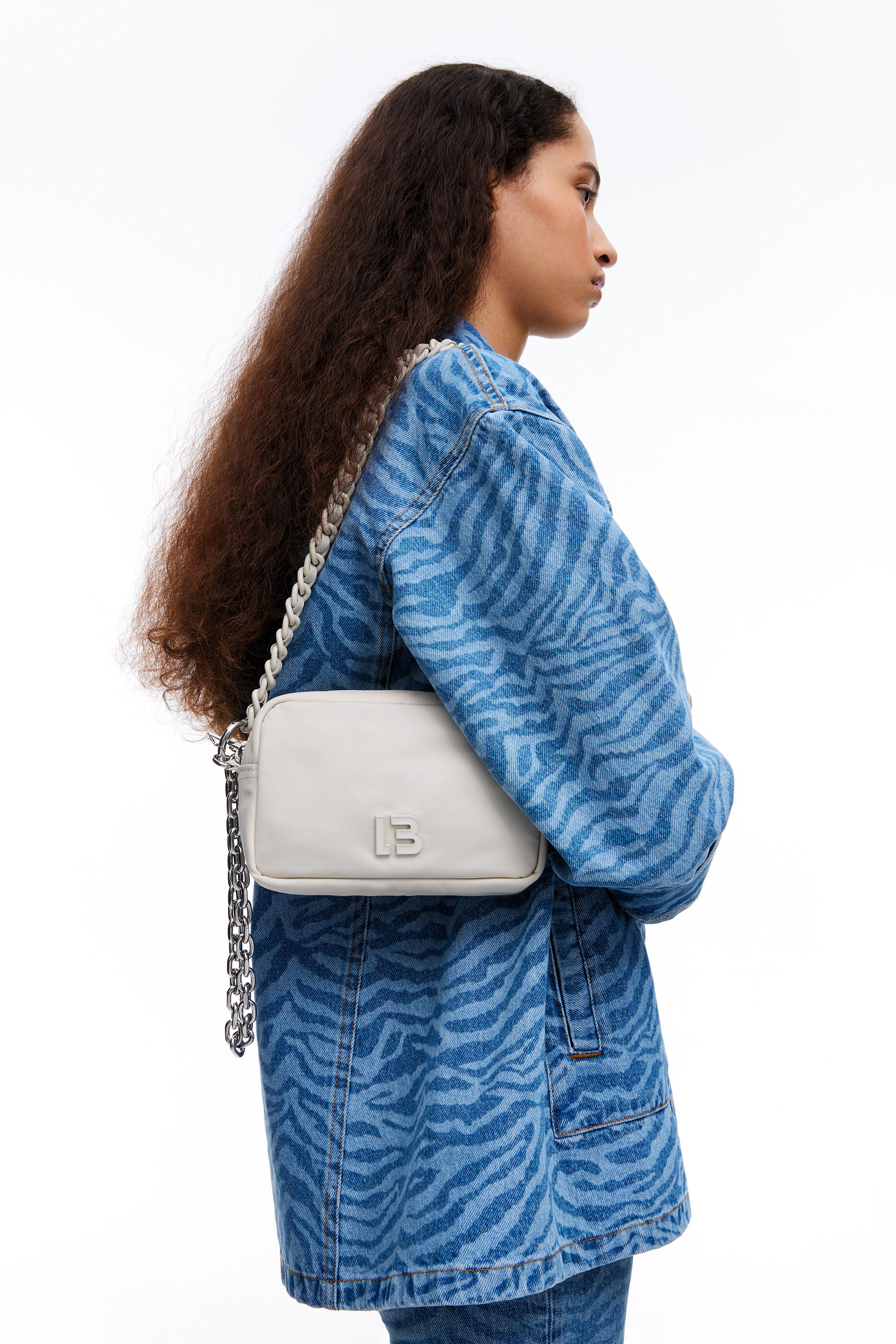 Bolso bandolera S nylon blanco
