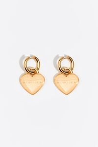 Pendientes aro coraz&oacute;n logo esmalte marfil