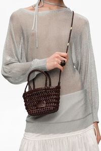 Bolso mini trenzado piel marr&oacute;n oscuro