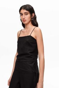 Black jumpsuit with adjustable waist and stones