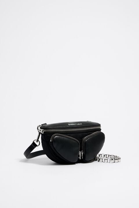 Bimba Y Lola Xs Pocket Leather Crossbody Bag in Black