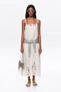 Vestit midi punta lli rentat blanc