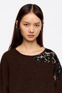 Dark brown lace sweater