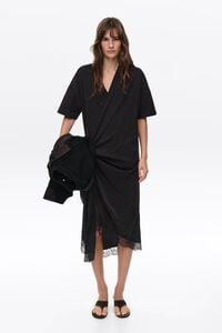 Vestido camiseta bimateria n&oacute; negro