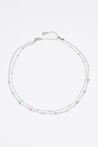 silver-tone dice logo double-layer necklace