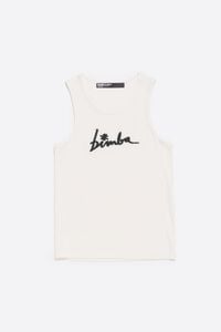 Camiseta logo abalorios marfil
