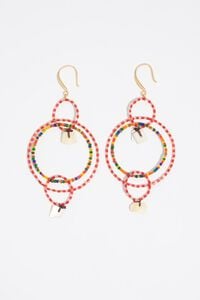 Multicolor beads and mother-of-pearl earrings