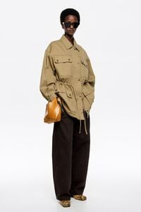 BARREL - Dark brown adjustable waist denim trousers