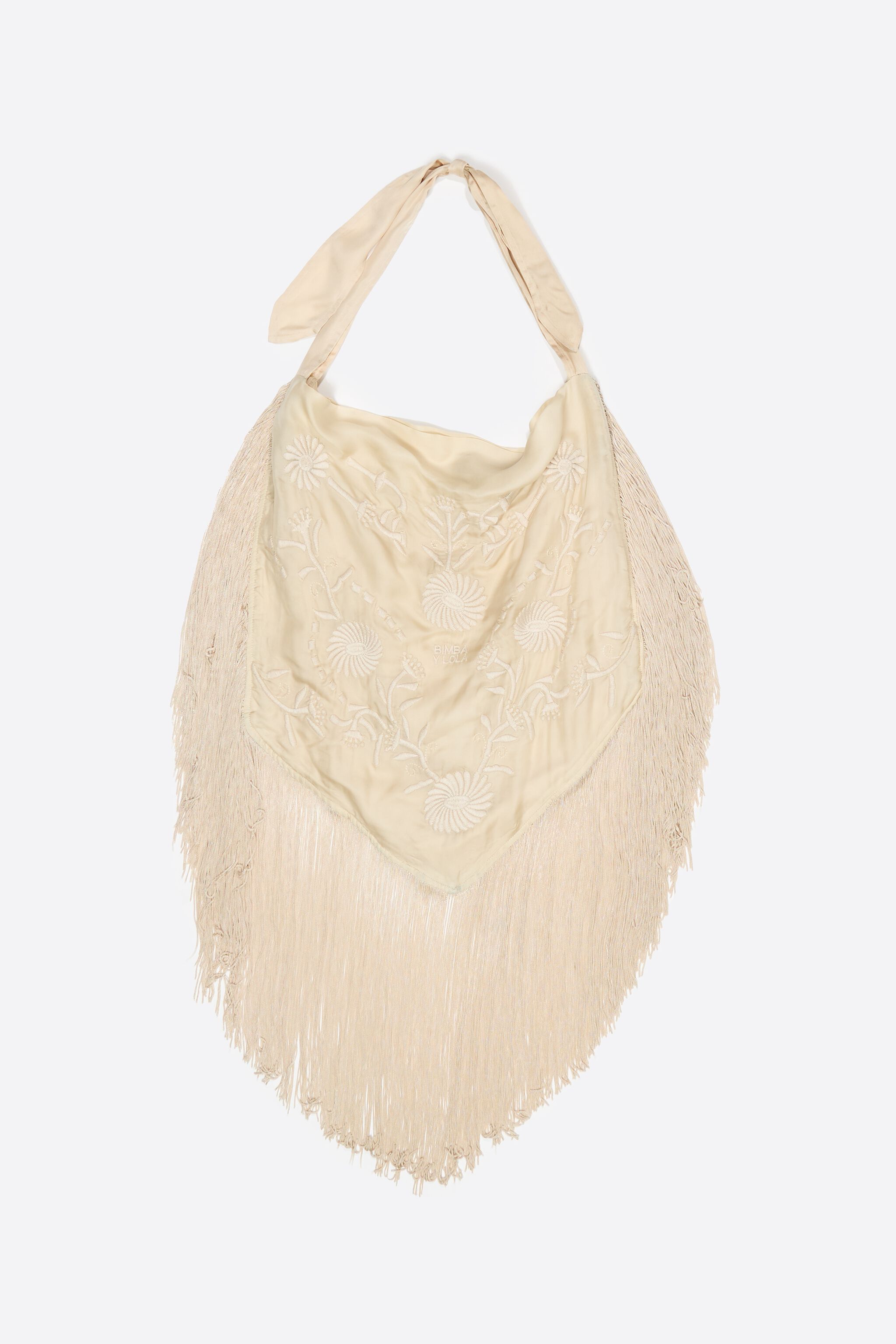 Stone fringed embroidered shoulder bag