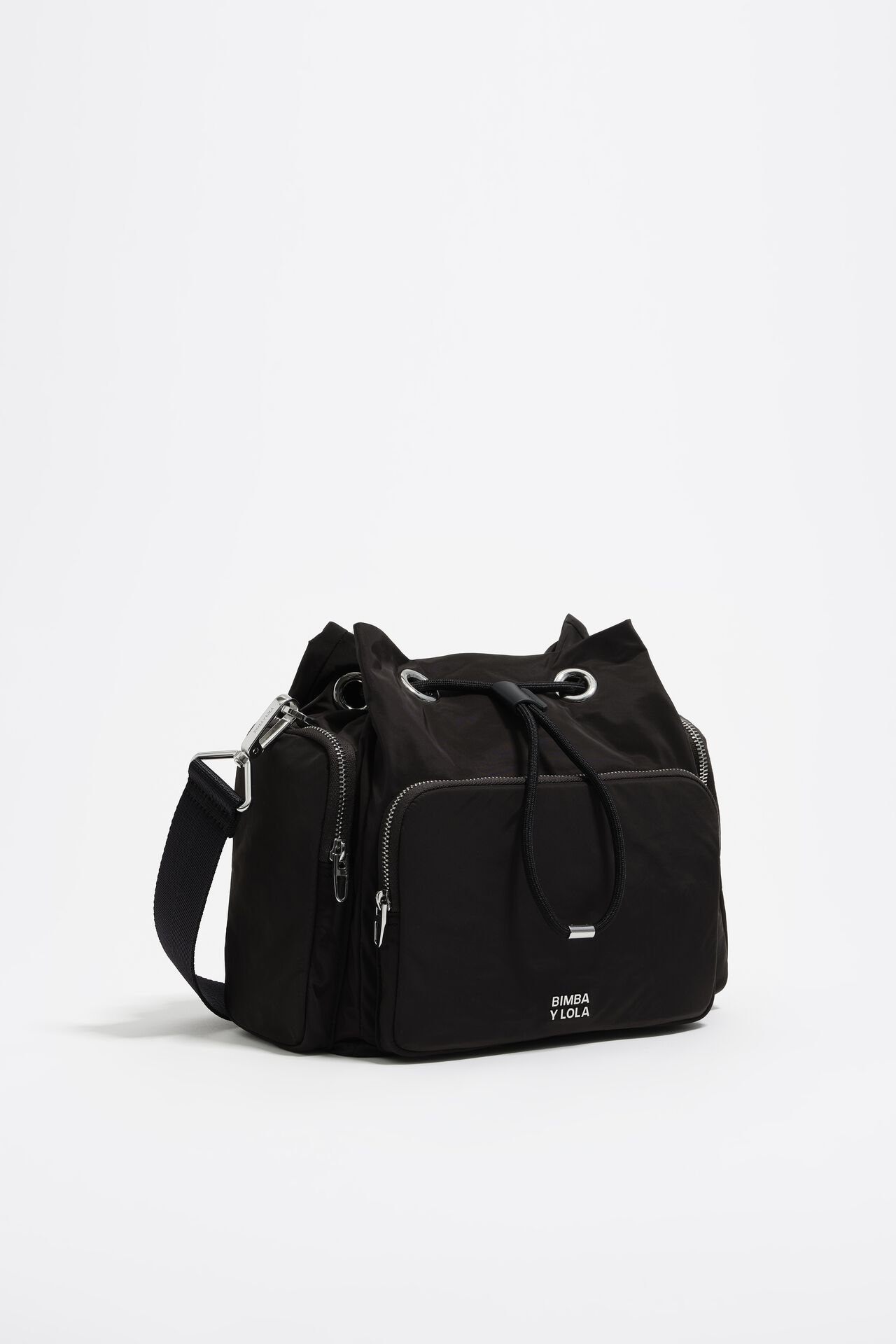Bimba Y Lola Black Bucket Bag ?NEW ARRIVALS? B!mba Y Lola Small Black Nylon Crossbody  main image 3