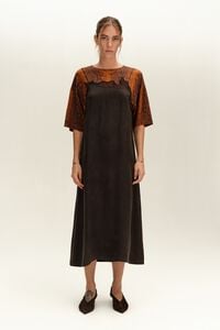 Faded black layered two-material dress