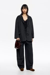 Dark gray wide leg jogger trousers