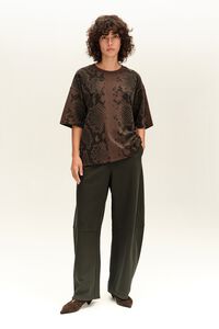 Brown cotton snake T-shirt