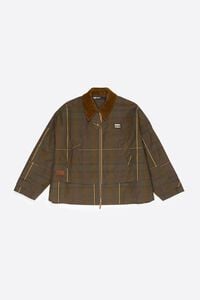 Short khaki checked A-line trench