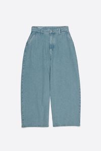 Light blue fluid denim straight-leg trousers with pleats