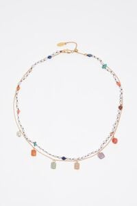 Collar doble perlas y piedras multicolor