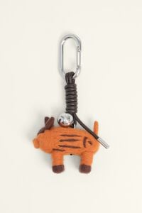 Felted wild boar key ring