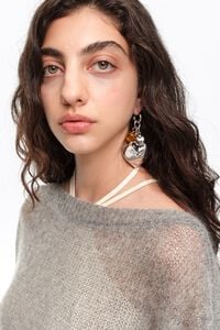 Silver hearts multicharm earrings