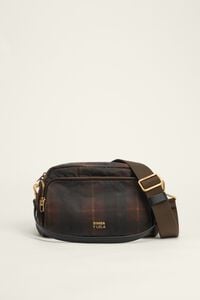 Large hunter brown tartan Pocket crossbody bag