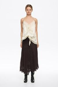 Falda fluida encajes marrón oscuro